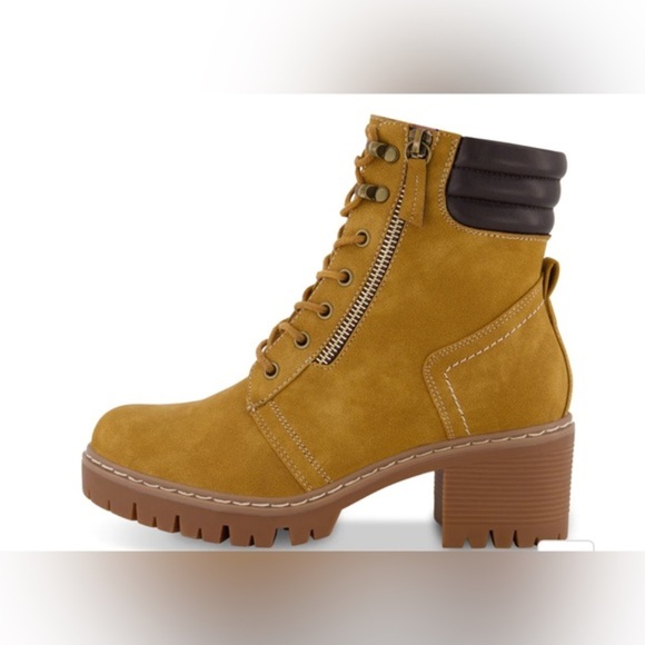 Cushionaire tan Ramsey Lace up rugged lug sole nubuck combat work Boots size 11 - Picture 3 of 5